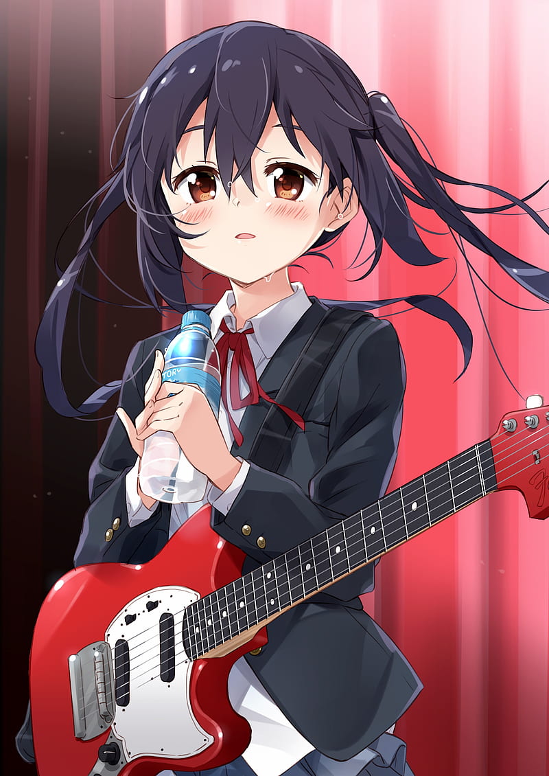 nakano azusa, k-on!, instrument, music anime, guitar, Anime, HD phone wallpaper