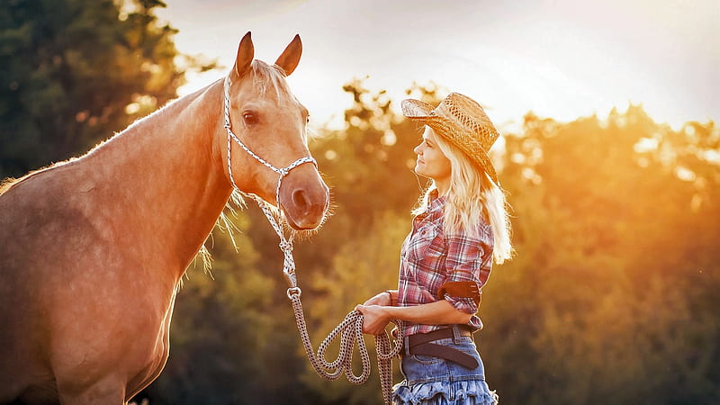 You're My Best Friend . ., hats, cowgirl, ranch, horses, outdoors, style, western, blondes, HD wallpaper
