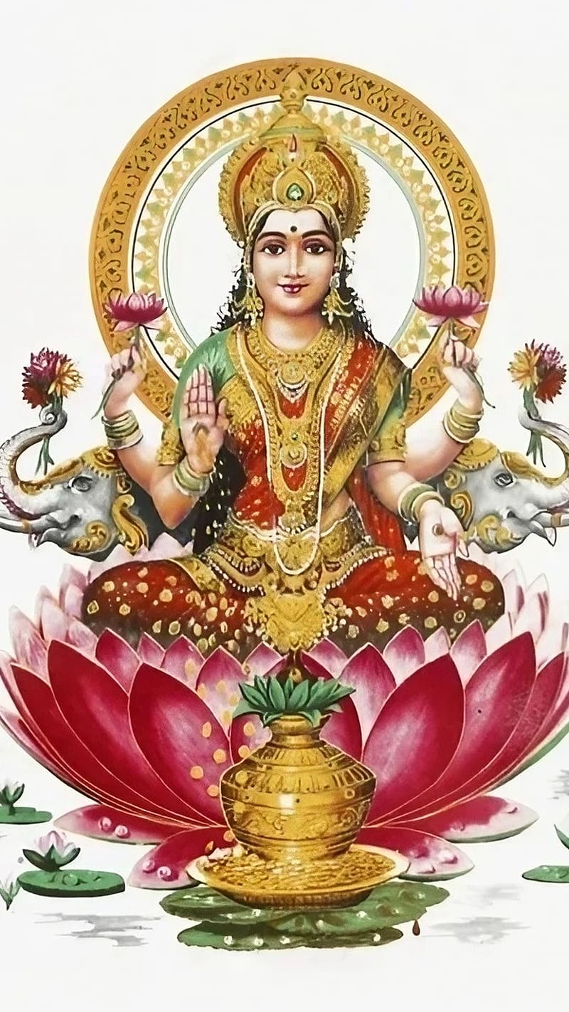 Lakshmi Ji Ke, Art Work, maa laxmi, hindu goddess, goddess of wealth, HD phone wallpaper