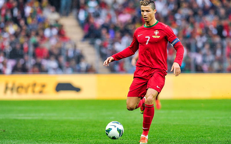 Cristiano Ronaldo, football game, Portugal national football team, CR7, Portuguese football player, world football star, HD wallpaper