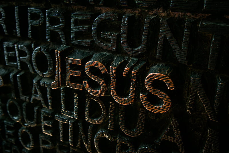 black and brown Jesus embossed sign, HD wallpaper