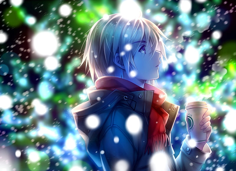 winter, boy, snow, anime, magic, anime boy, HD wallpaper