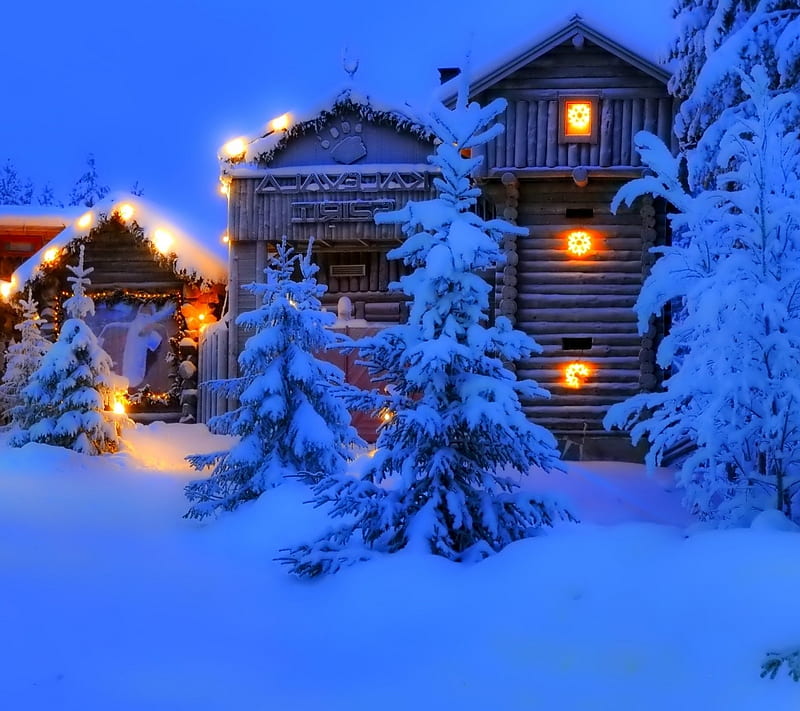 winter, christmas, frozen, night, snow, xmas, HD wallpaper