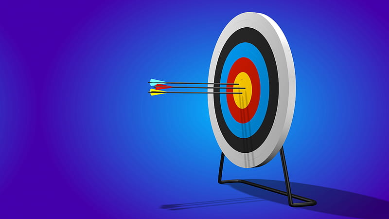 Arrows On Center Of Target Board With Blue Background Target, HD wallpaper