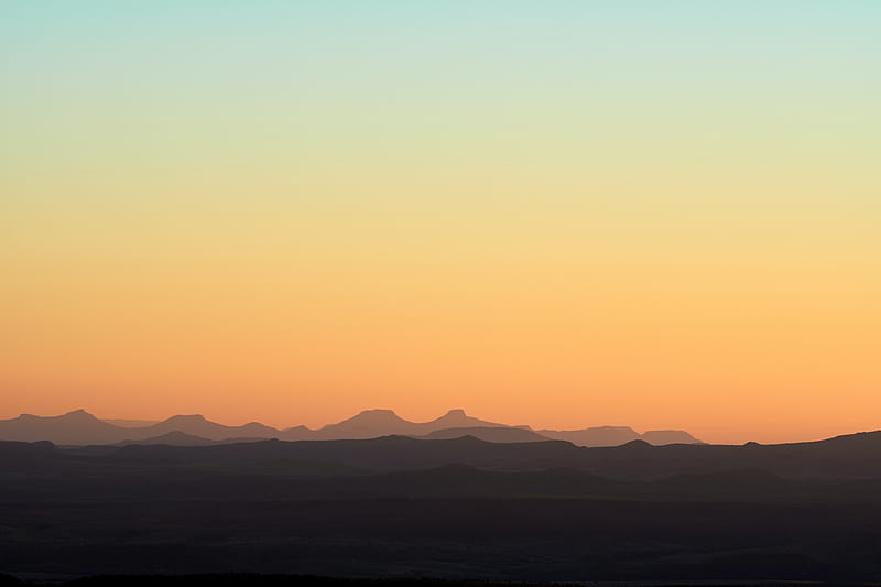 hills, mountains, sunset, sky, distance, HD wallpaper