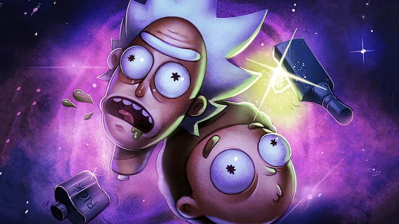 TV Show Morty Smith Rick Sanchez Rick and Morty In Purple Background With Stars Movies, HD wallpaper