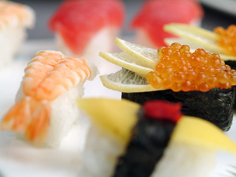 Sushi food, meal, sandwich, graphy, food, repast, comestible, HD wallpaper