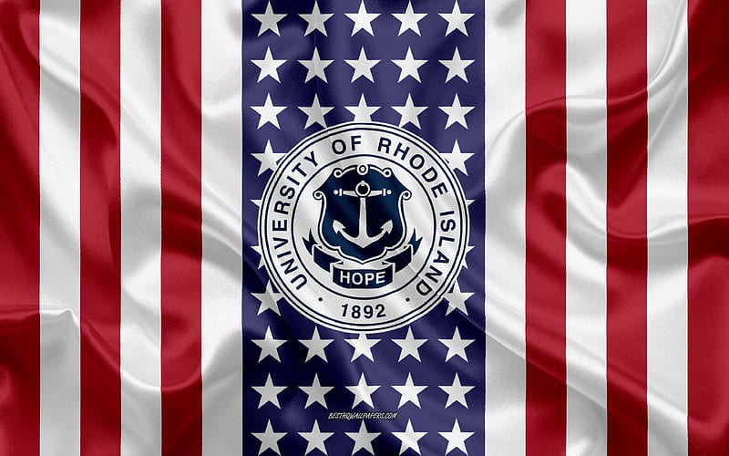University of Rhode Island Emblem, American Flag, University of Rhode Island logo, Kingston, Rhode Island, USA, University of Rhode Island, HD wallpaper