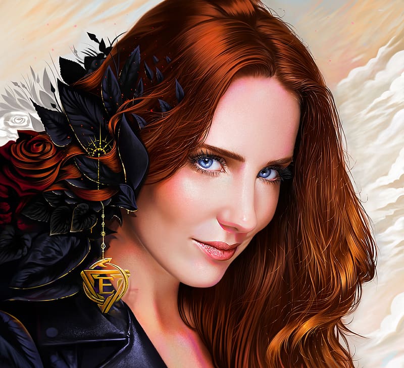 Simone Simons Portrait Earrings Art Fantasy Face Yasar Vurdem