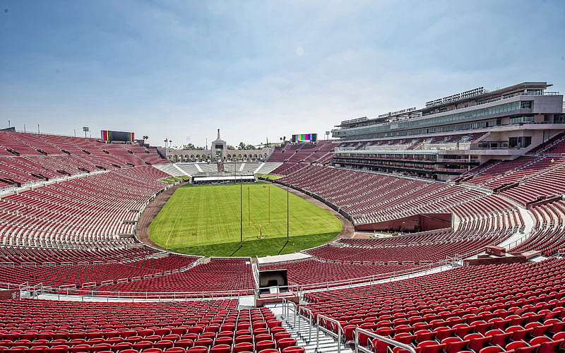 Los Angeles Memorial Coliseum, USC Trojans Stadium, inside view, stands, American football, USC Trojans, Los Angeles, California, USA, HD wallpaper