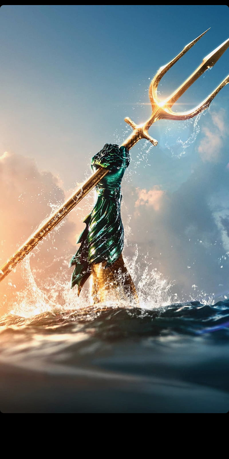 Aquaman, aqua, fish, ocean, sea, spear, water, waterfall, waves, HD phone wallpaper