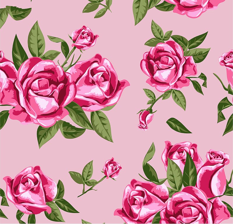 Pattern, flower, rose, pink, green, texture, HD wallpaper | Peakpx
