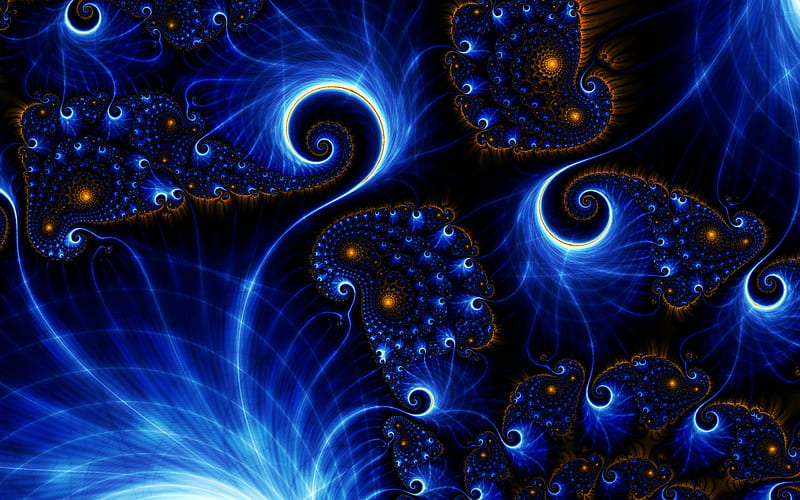 Blue Things, neon, swirls, abstract, blue, swooshs, HD wallpaper