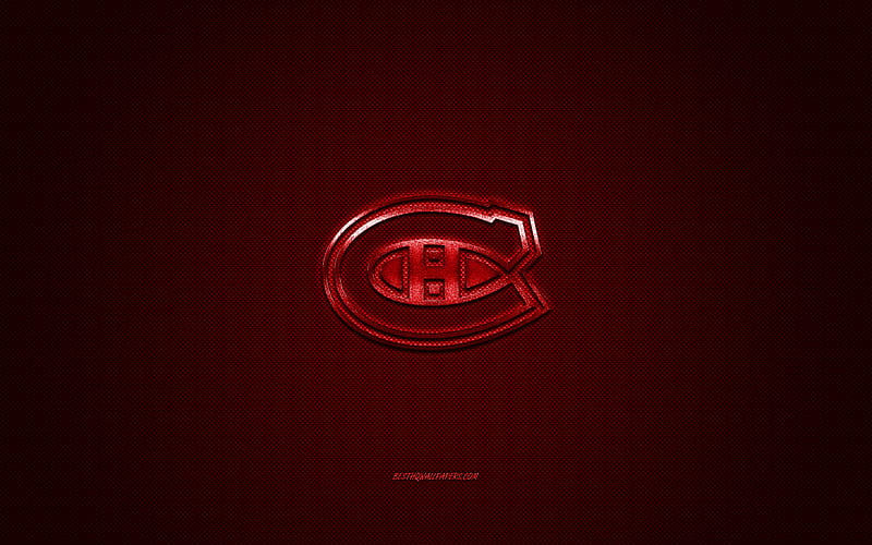 Montreal Canadiens, Canadian hockey club, NHL, red logo, red carbon fiber background, hockey, Quebec, Montreal, Canada, USA, National Hockey League, Montreal Canadiens logo, HD wallpaper