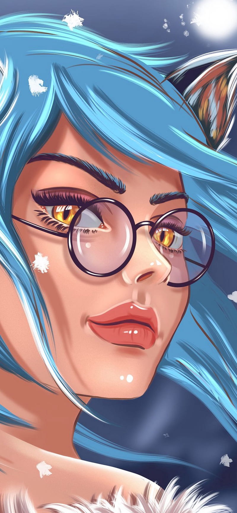 Blue hair anime, bonito, girl, glasses, HD phone wallpaper | Peakpx