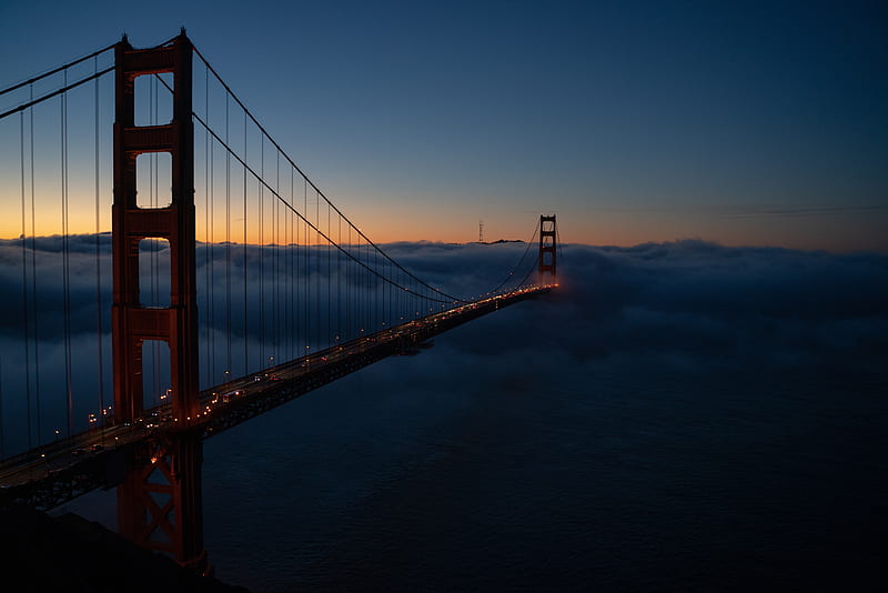 Golden Gate Covered In Fog , golden-gate-bridge, bridge, san-francisco, world, HD wallpaper