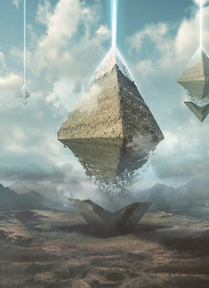 Alien invasion, alien, land, pyramid, pyramids, HD phone wallpaper