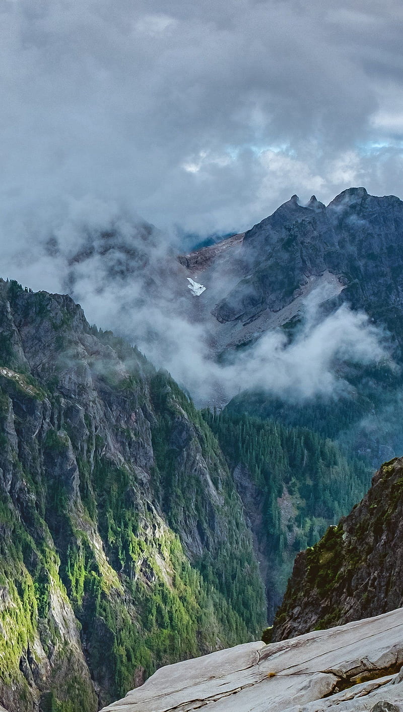 Mount Dystopia clouds, crisp landscape, mountains, nature, rocks, HD phone wallpaper