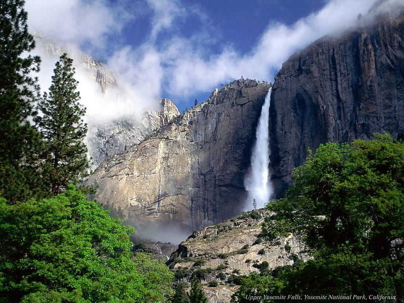 Upper Yosemite Falls, California, water fall, mountains, HD wallpaper