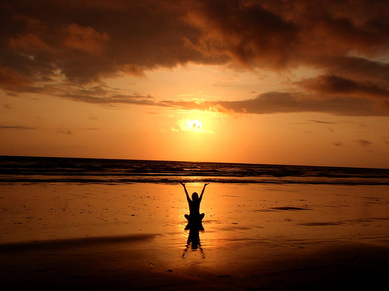 Silhouette of Person Raising Its Hand, HD wallpaper