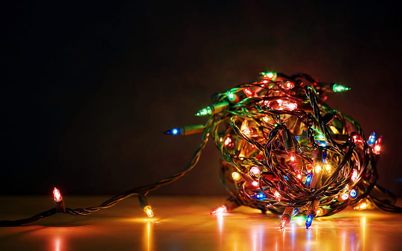 Tangle of Christmas lights, HD wallpaper