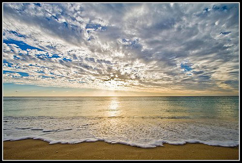 New Day, beach, dawn, sand, first light, sun, sea, HD wallpaper