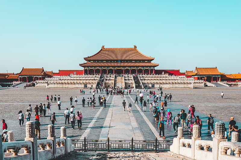 people at Forbidden City in China during daytime, HD wallpaper