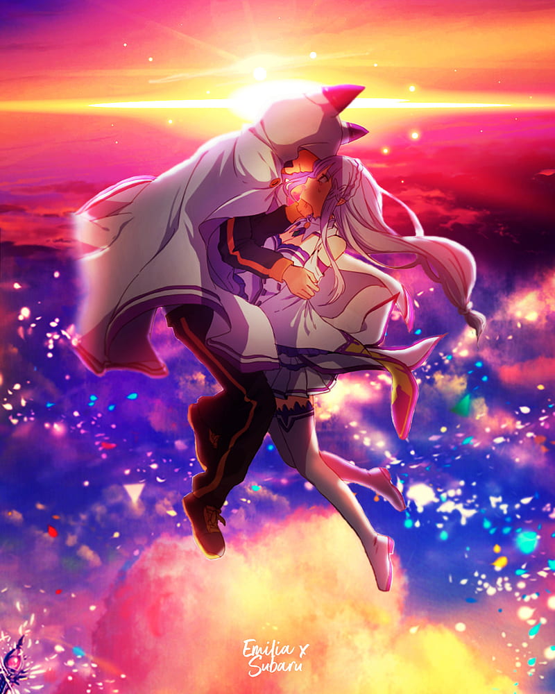 Sunset emilia x subaru, anime, re zero, HD phone wallpaper | Peakpx