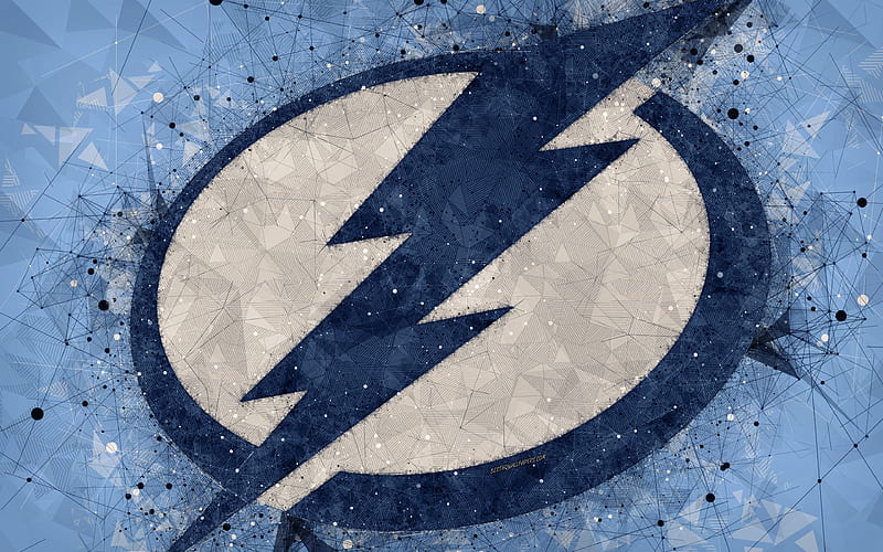 Tampa Bay Lightning American hockey club, creative art, logo, emblem, NHL, geometric art, blue abstract background, hockey, Tampa, USA, National Hockey League, HD wallpaper