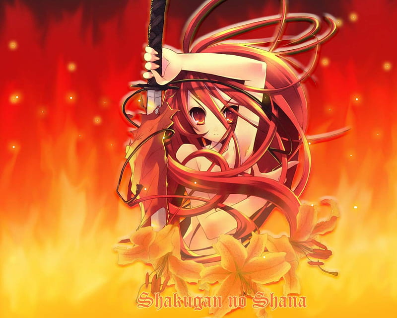 Shakugan No Shana, fire, girl, anime, sexy, sword, HD wallpaper