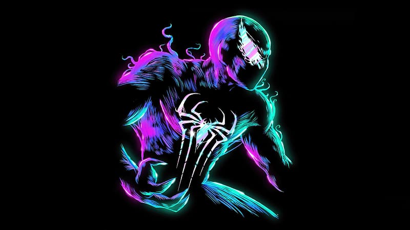 Spider Venom Minimalism , spiderman, venom, spider-man-across-the-spider-verse, spiderman, superheroes, artwork, artist, 2023-movies, movies, dark, black, minimalism, minimalist, HD wallpaper