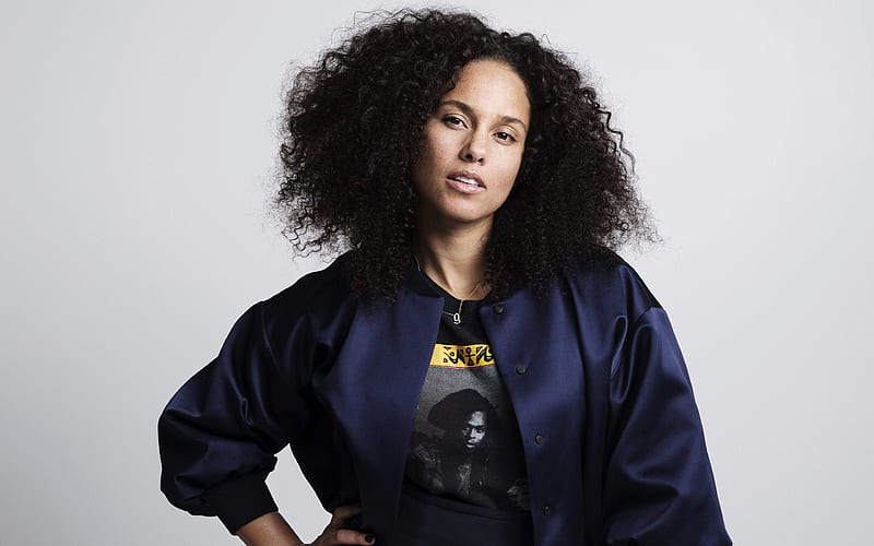 Alicia Keys American singer, portrait, without make-up, pianist, HD wallpaper