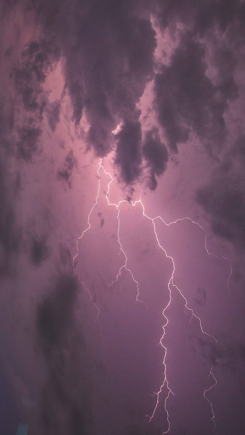Thunder, electrical, electricity, lighting, lightning, storm, storms, strom, violet, HD phone wallpaper