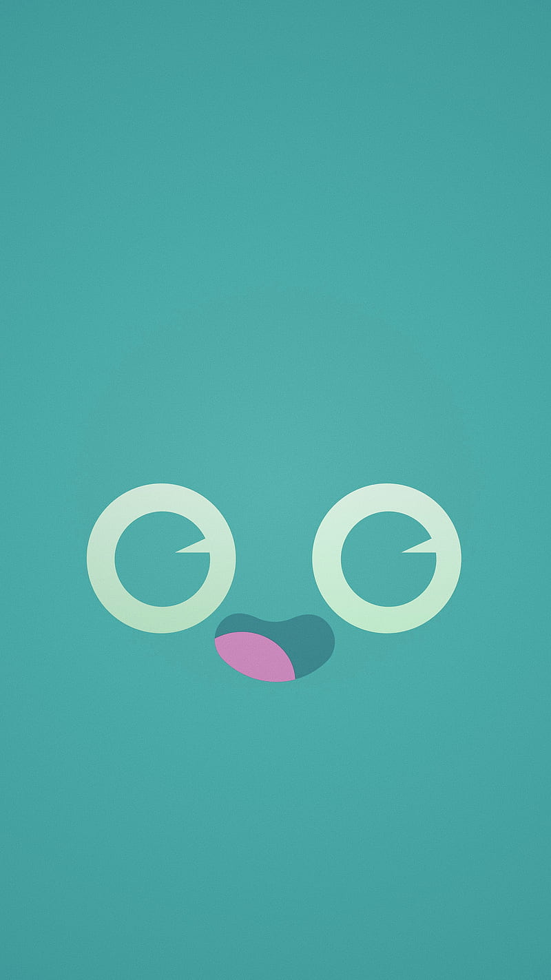 Cute Mint, Phone, art, blue, clean, cool, drawing, eyes, face, green, happy, minimal, smile, teal, turquoise, HD phone wallpaper