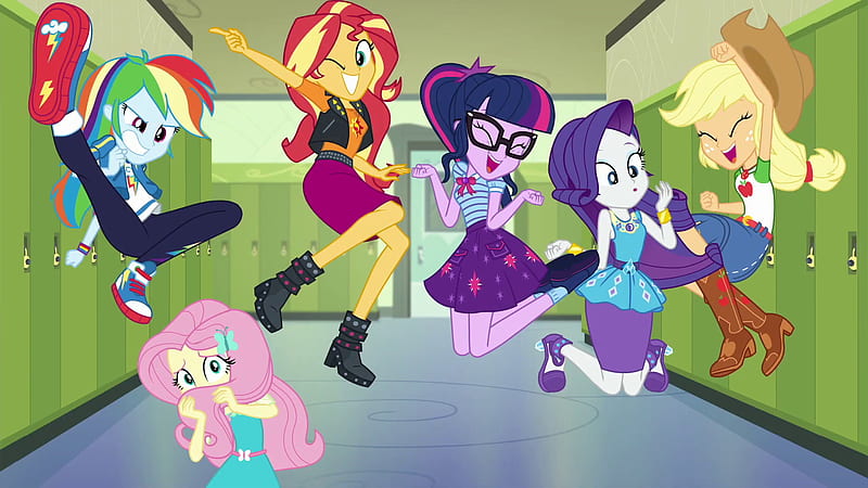 My Little Pony, My Little Pony: Equestria Girls, Sci-Twi (My Little Pony) , Sunset Shimmer , Rarity (My Little Pony) , Applejack (My Little Pony) , Fluttershy (My Little Pony) , Rainbow Dash, HD wallpaper