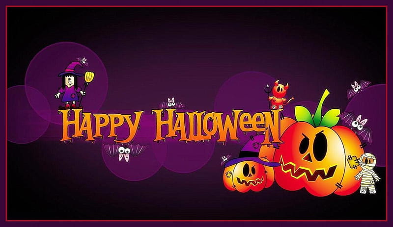 Happy Halloween, raven, halloween, witches, festive, ghost, dark, scary, all hallows eve, pumpkins, night, HD wallpaper