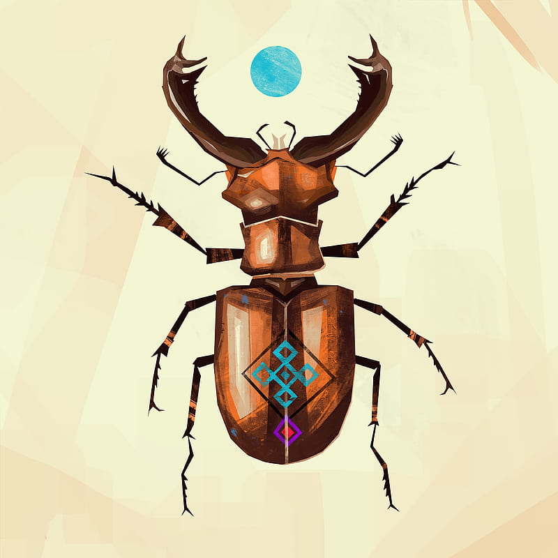 stag beetle, beetle, art, pattern, HD phone wallpaper