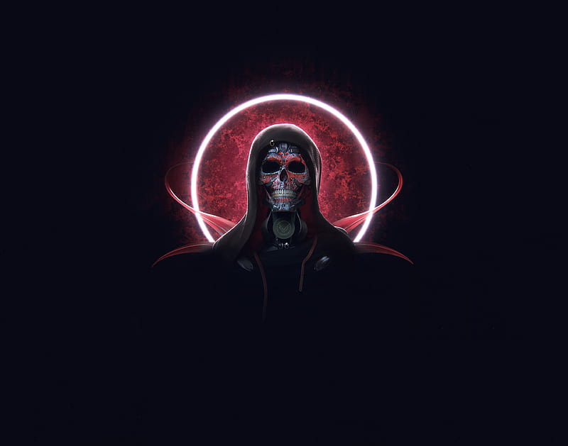 Creepy Cyborg Skull, HD wallpaper