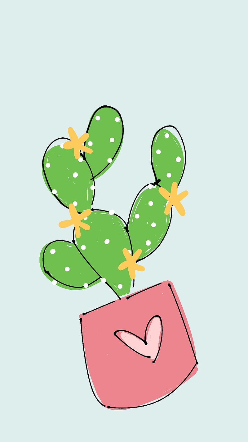 Cactus, cactu, dibujo, Fondo de pantalla de teléfono HD | Peakpx