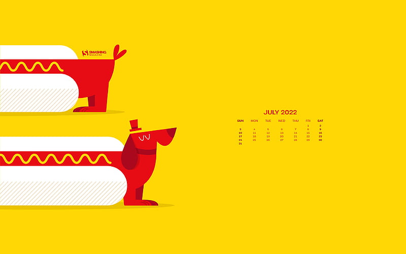 Hot Dog Cartoon July 2022 Calendar, HD wallpaper