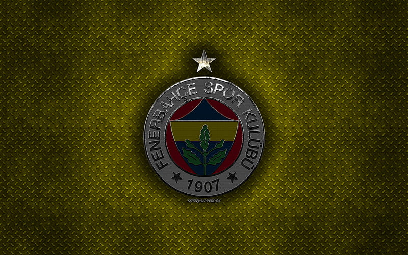 Fenerbahce SK, Turkish football club, yellow metal texture, metal logo, emblem, Istanbul, Turkey, Super Lig, creative art, football, HD wallpaper