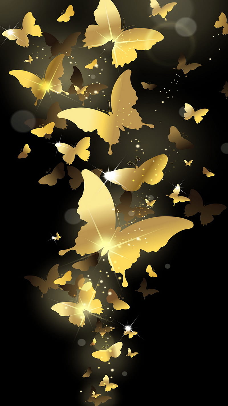 Golden Butterflies, abstract, butterflies, gold, golden, shiny, vector, HD  phone wallpaper | Peakpx