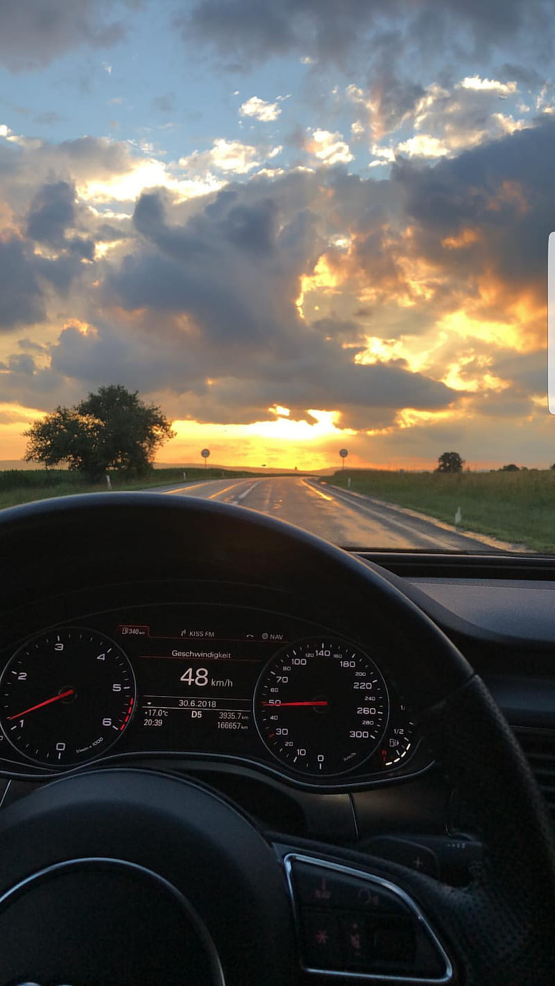 Audi, drive, rs7, sunset, HD phone wallpaper