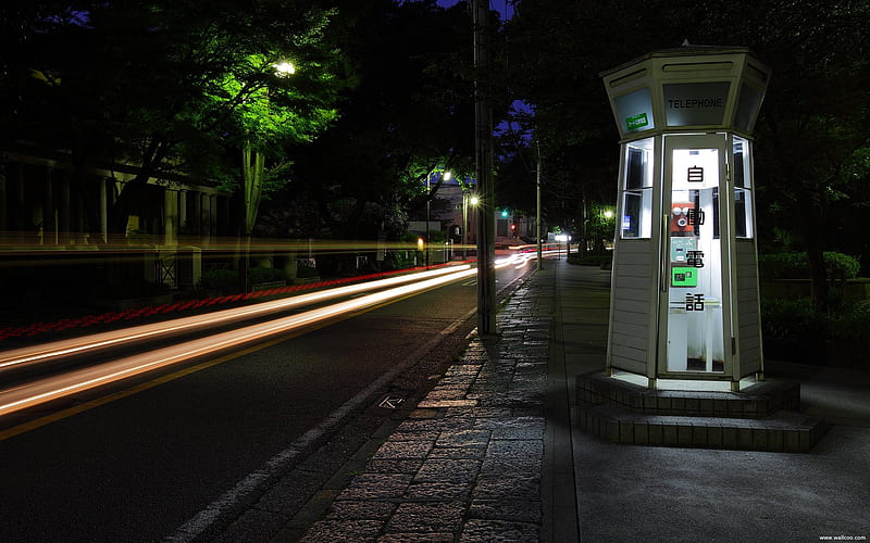 Yokohama roadside telephone booth, HD wallpaper