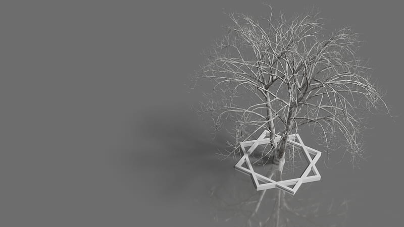 3d tree, object, cgi, gray, 3D, HD wallpaper