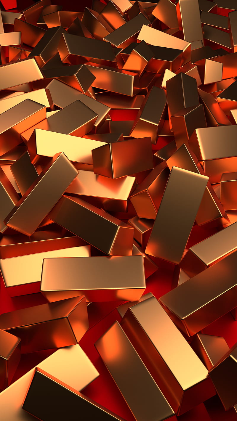 Pile of Gold, 3d, Pile, Thomas, bars, gold bars, loaded, messy, metal, money, render, rich, shiny, vip, warm, HD phone wallpaper
