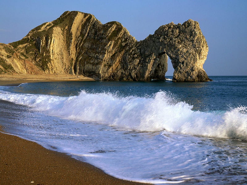 Sea Cove in Dorset, England, oceans, nature, beaches, cove, HD wallpaper