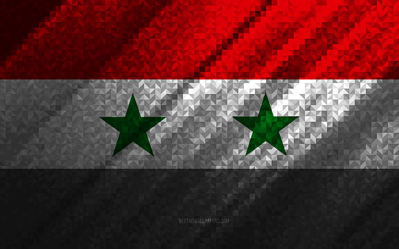 Flag of Syria, multicolored abstraction, Syria mosaic flag, Syria, mosaic art, Syria flag, HD wallpaper