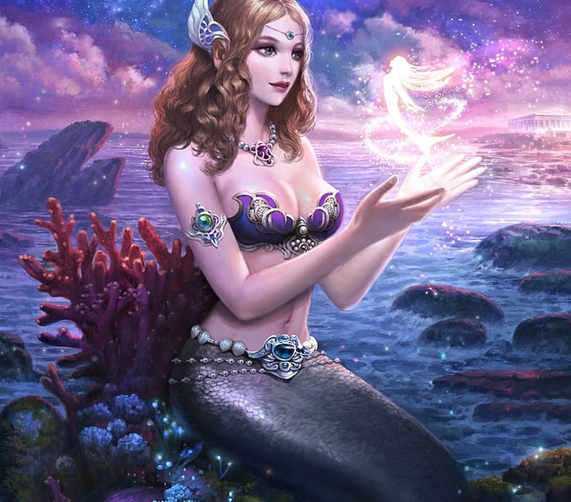 Lovely Mermaid, Ocean, pretty, Fantasy, Mermaid, HD wallpaper