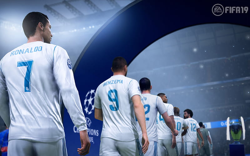 Real Madrid, FIFA19, rapana, 2018 games, Cristiano Ronaldo, Karim Benzema, football simulator, FIFA 19, HD wallpaper